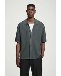 Open-knit Short-sleeve Shirt Dark Green