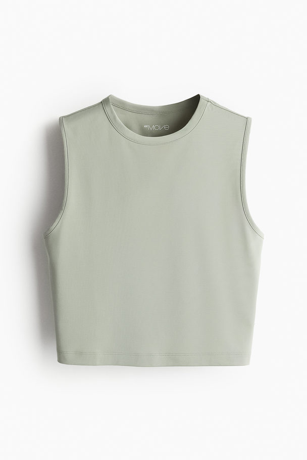 H&M DryMove™ Kurzes Sporttop Helles Khakigrün