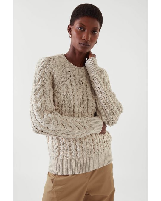 COS Cable-knit Jumper Light Beige