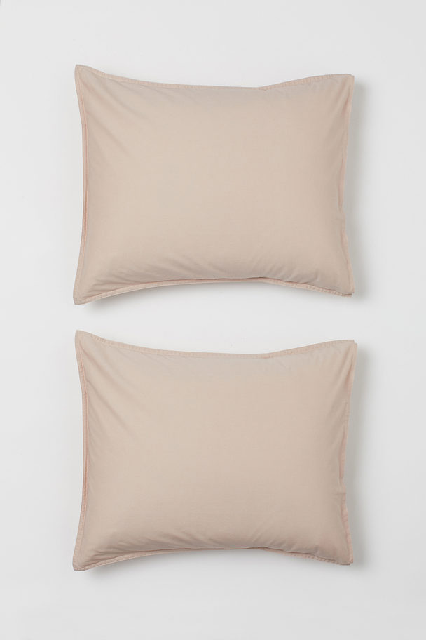H&M HOME 2-pack Cotton Pillowcases Powder Beige