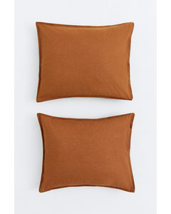 2-pack Cotton Pillowcases Brown
