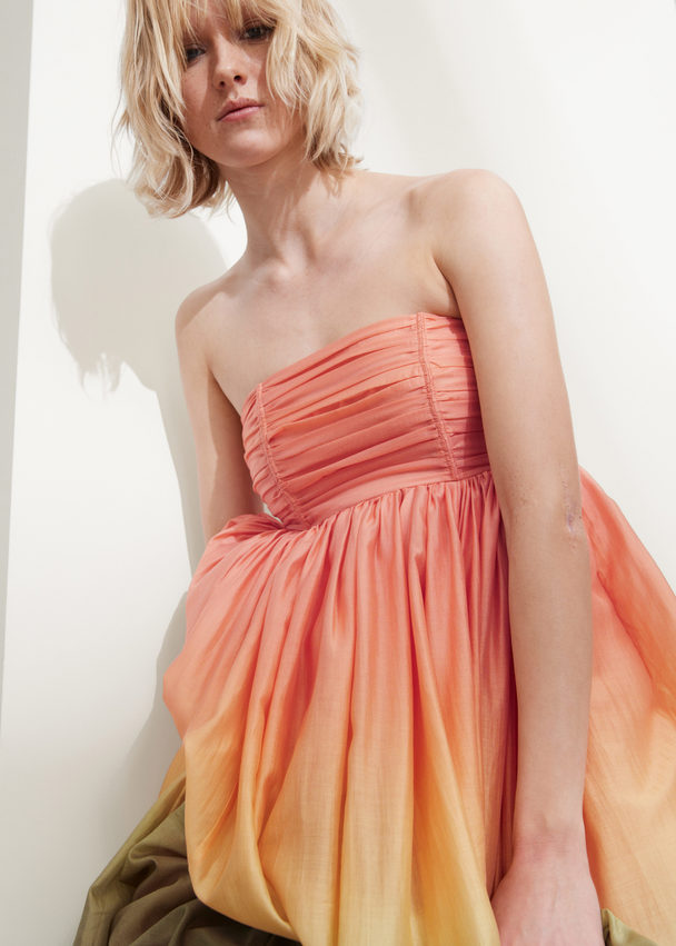 & Other Stories Bustier Bubble Midi Dress Pink/orange/green