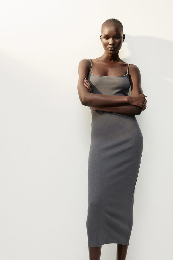 H&M Long Strappy Dress Dark Grey