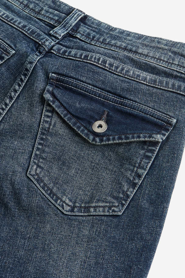 H&M Flared Low Jeans Dunkles Denimblau