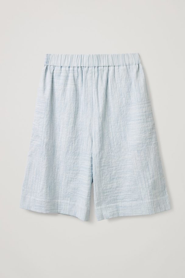 COS Striped Seersucker Shorts Light Blue