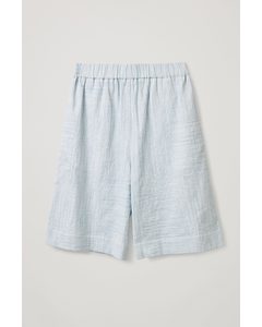 Striped Seersucker Shorts Light Blue