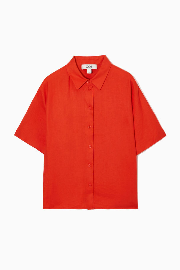 COS Short-sleeved Linen Shirt Bright Orange