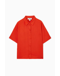 Short-sleeved Linen Shirt Bright Orange