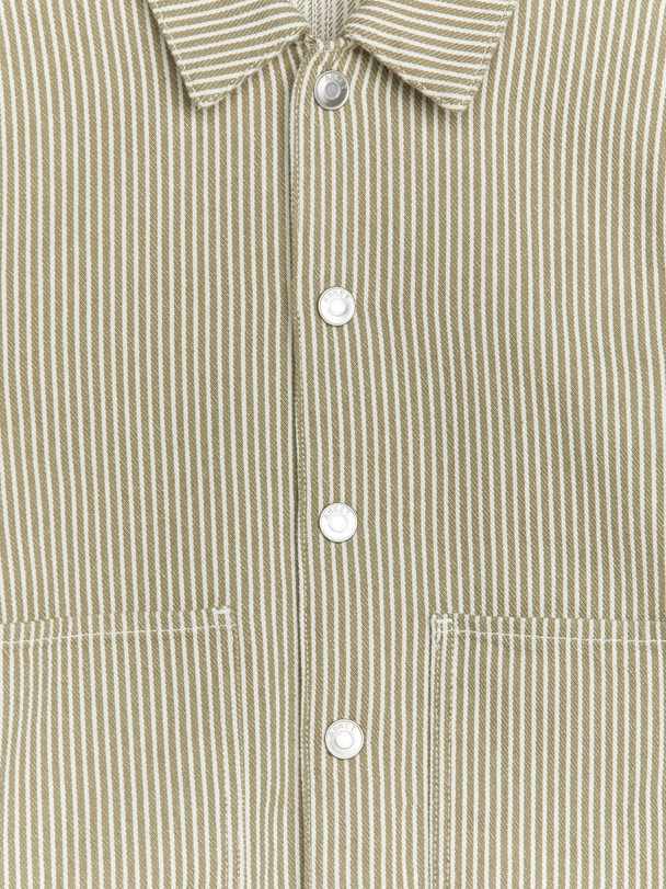 ARKET Overshirt mit Hickory-Streifen Khaki