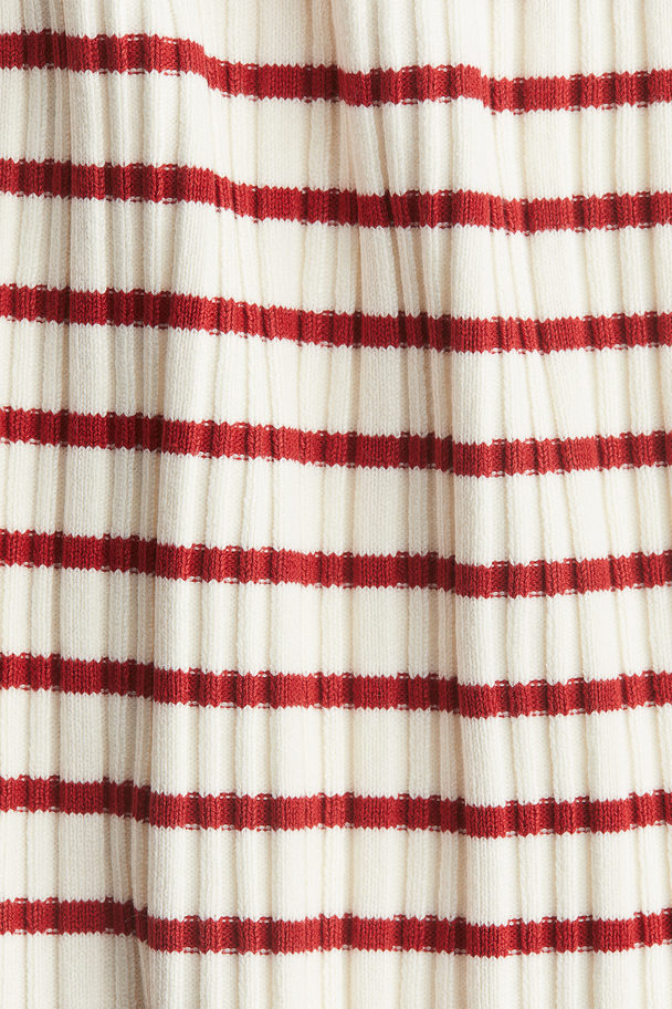 H&M Rib-knit Strappy Top White/red Striped