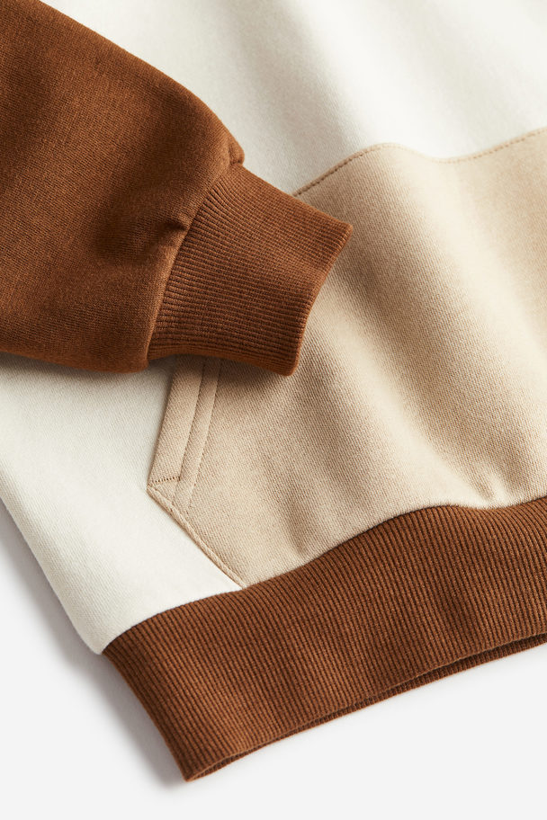 H&M Capuchonsweater Met Print Gebroken Wit/blokkleuren
