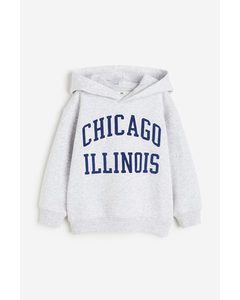 Hoodie mit Print Hellgraumeliert/Chicago