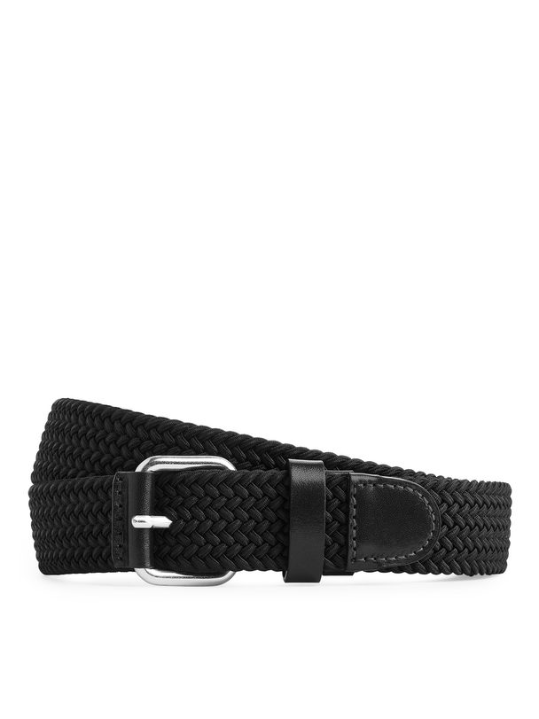 Arket Braided Leather Trimmed Belt Black