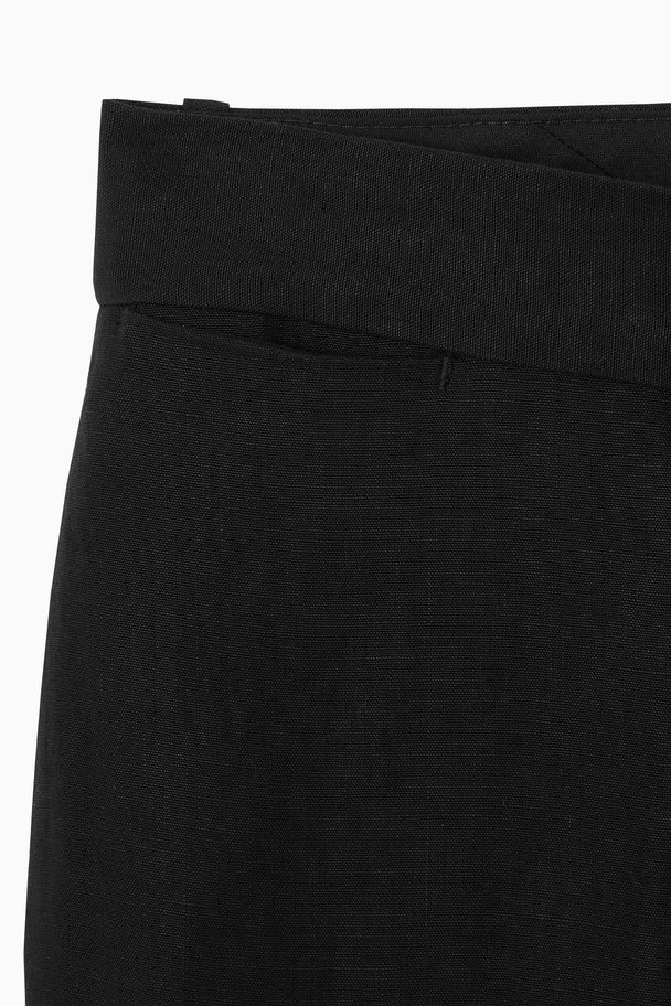 COS Tapered Linen Trousers Black