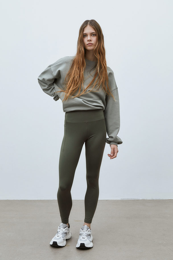 H&M Sportlegging Van Softmove™ Met Zakken Kakigroen