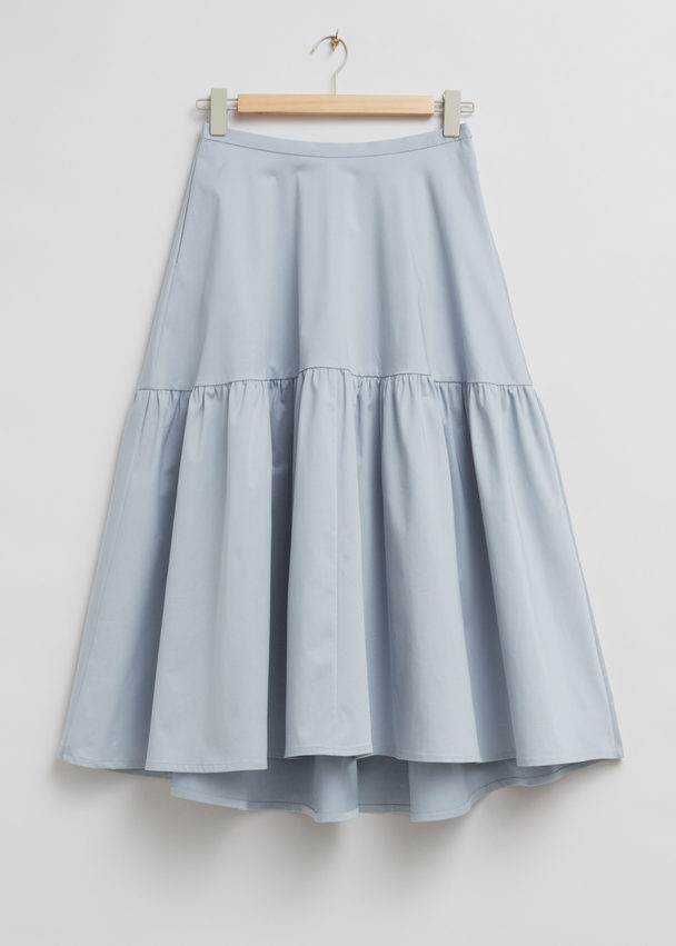 & Other Stories Flared Panelled Maxi Skirt Dusty Blue