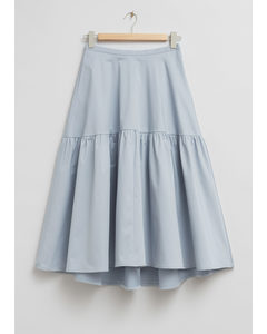 Flared Panelled Maxi Skirt Dusty Blue