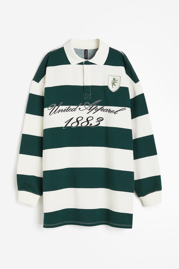 H&M Rugbysweater Met Motief Roomwit/united Apparel