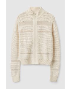 Cropped Zip-up Jumper Off-white
