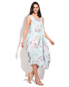 Long Dress With V-neck And  Floral Prints