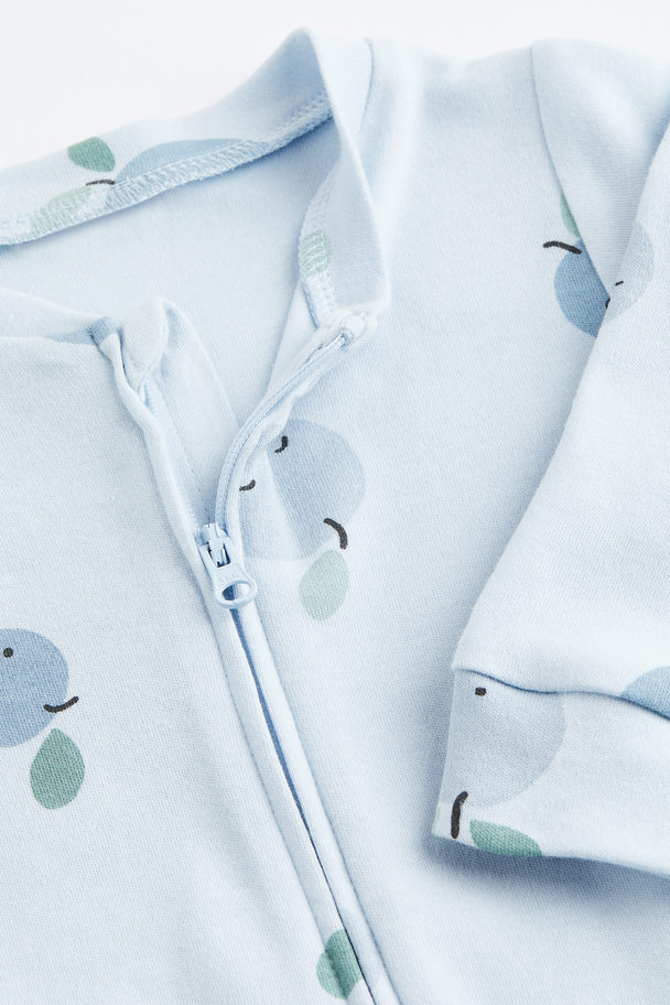 H&M Pyjamapakje Met Print Lichtblauw/bosbessen