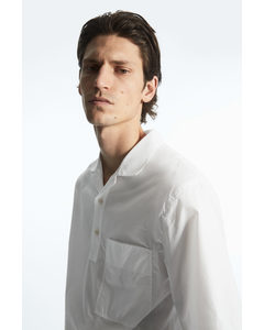Half-placket Short-sleeved Shirt White