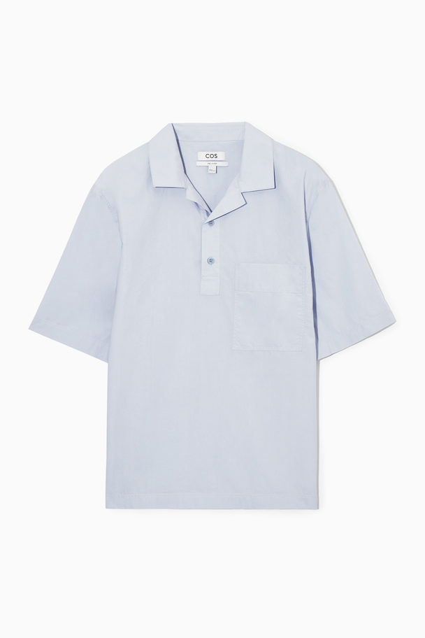 COS Kortärmad Skjorta Med Halv Knappslå Ljusblå