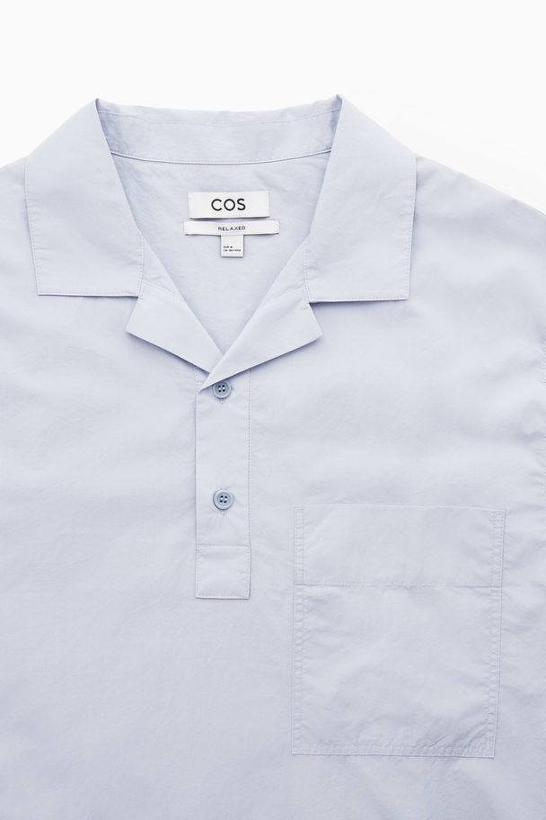 COS Half-placket Short-sleeved Shirt Light Blue