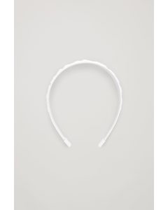 Cotton-covered Ruched Headband White