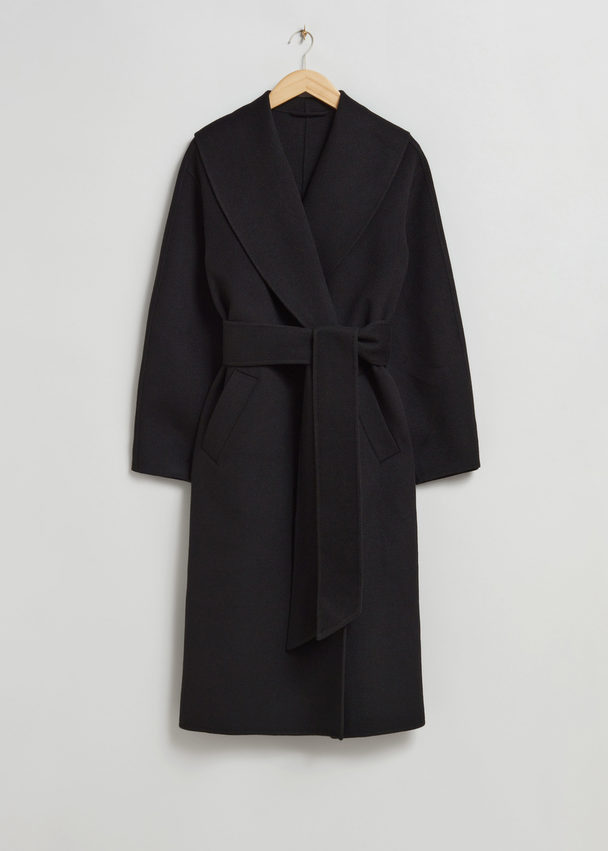 & Other Stories Oversized Shawl Collar Coat Black