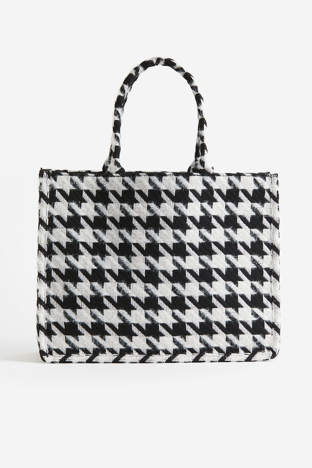 H&M Shopper Black/dogtooth-patterned