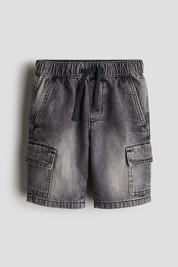 H&M Denim Cargo Shorts Dark Grey Denim