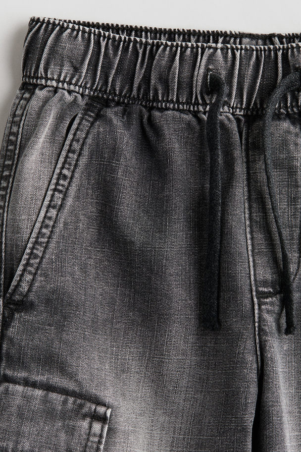 H&M Denim Cargo Shorts Dark Grey Denim
