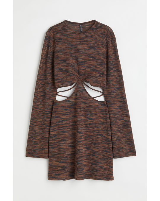 H&M Fine-knit Dress Dark Brown/patterned