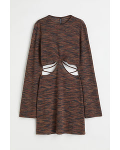 Fine-knit Dress Dark Brown/patterned