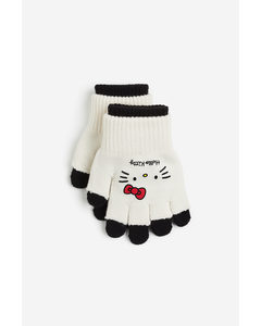 Finger-/Kurzfingerhandschuhe Weiß/Hello Kitty