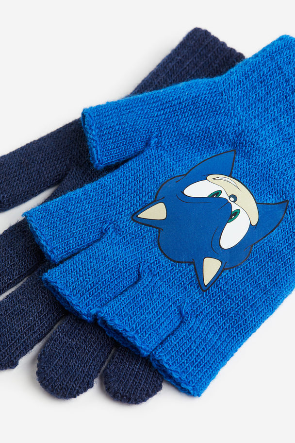 H&M Gloves/fingerless Gloves Bright Blue/sonic The Hedgehog