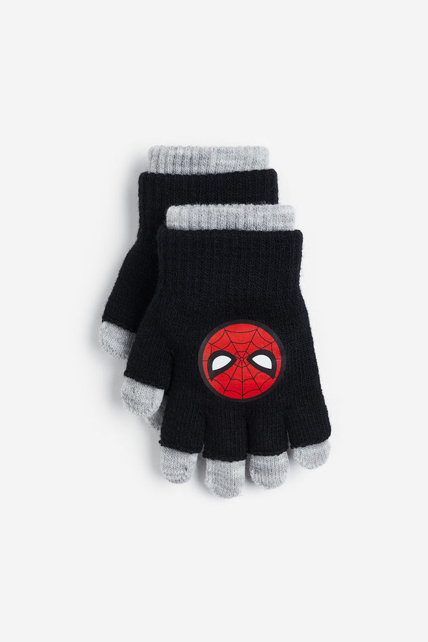 H&M Finger-/Kurzfingerhandschuhe Schwarz/Spiderman