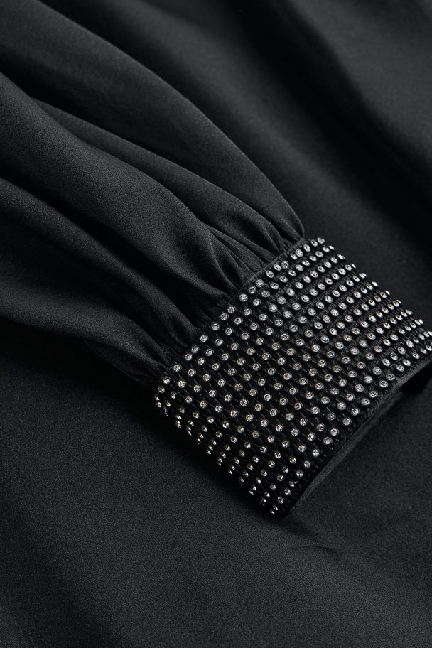 H&M Rhinestone-embellished Dress Black