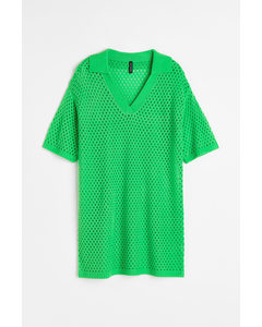 Hole-knit Dress Bright Green
