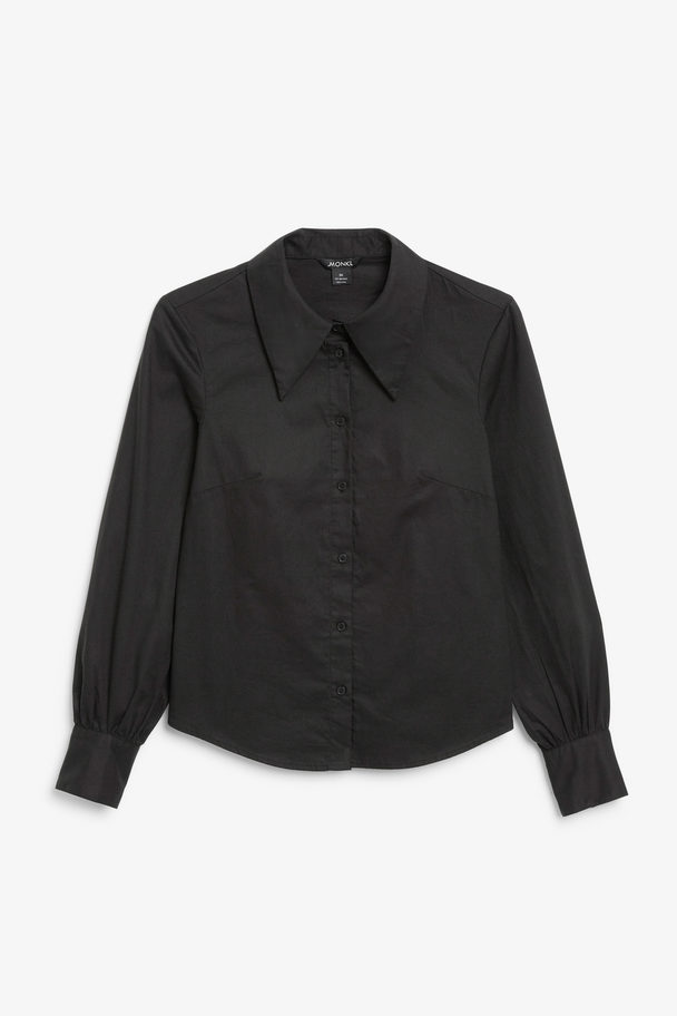 Monki Statement Collar Shirt Blouse Black