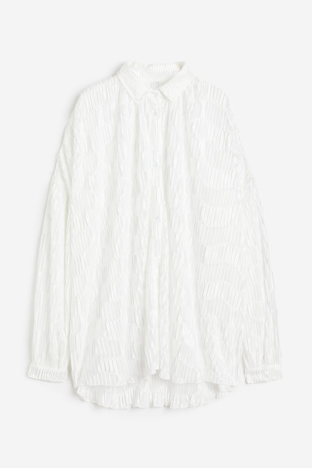 South Beach Plisserad Strandskjorta White