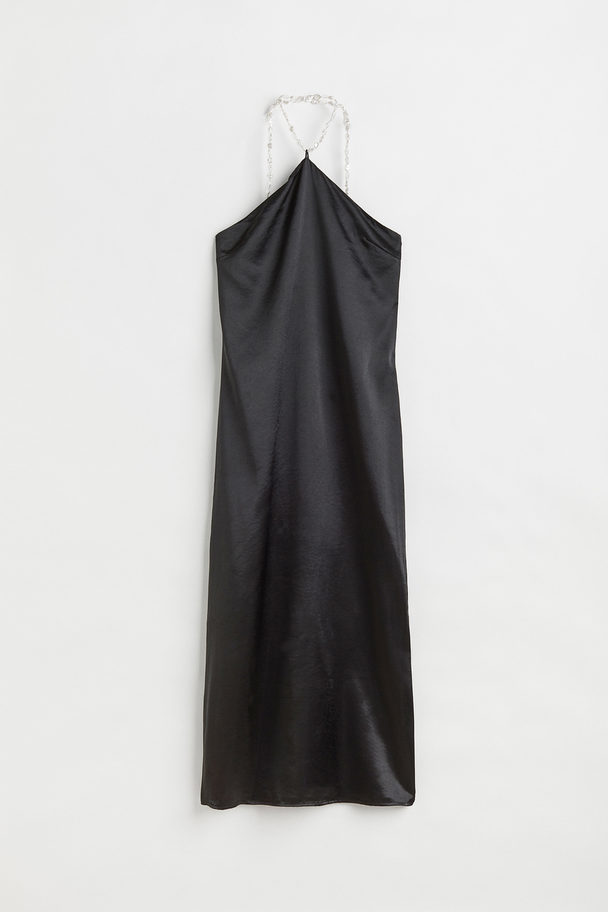 H&M Satin Halterneck Dress Black
