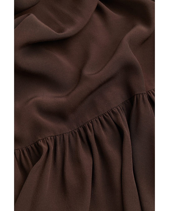 H&M Short Lacing-detail Dress Dark Brown