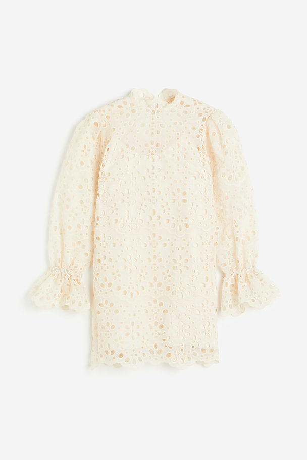 H&M Kjole I Broderie Anglaise Creme