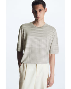 Space-dyed Knitted T-shirt Beige
