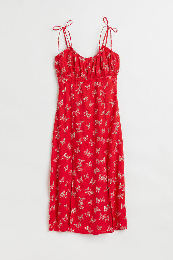 H&M Mønstret Slip In-kjole Rød/sommerfugler