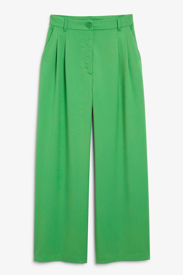 Monki High Waist Wide Leg Trousers Bright Green Bright Green