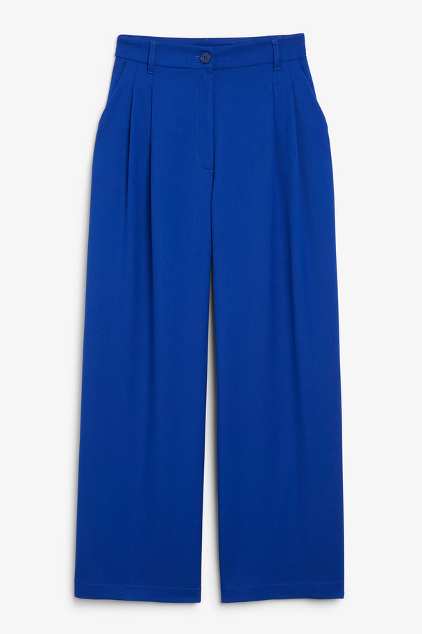 Monki High Waist Wide Leg Trousers Bright Blue Cobalt Blue