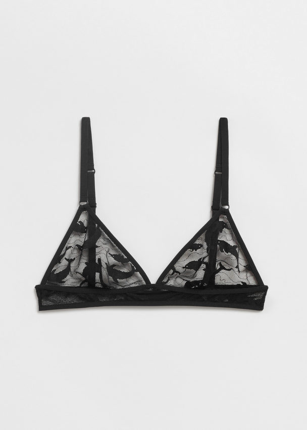 & Other Stories Lace Triangle Bra Black